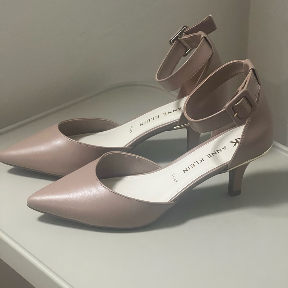 Anne Klein Blush Ankle Strap Heels